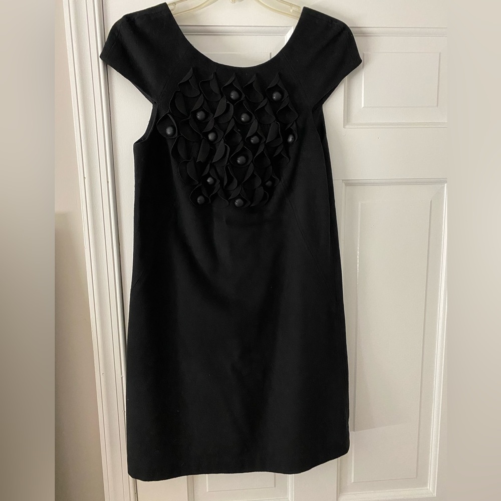 Tibi Cap Sleeve Black Dress with Drop Back